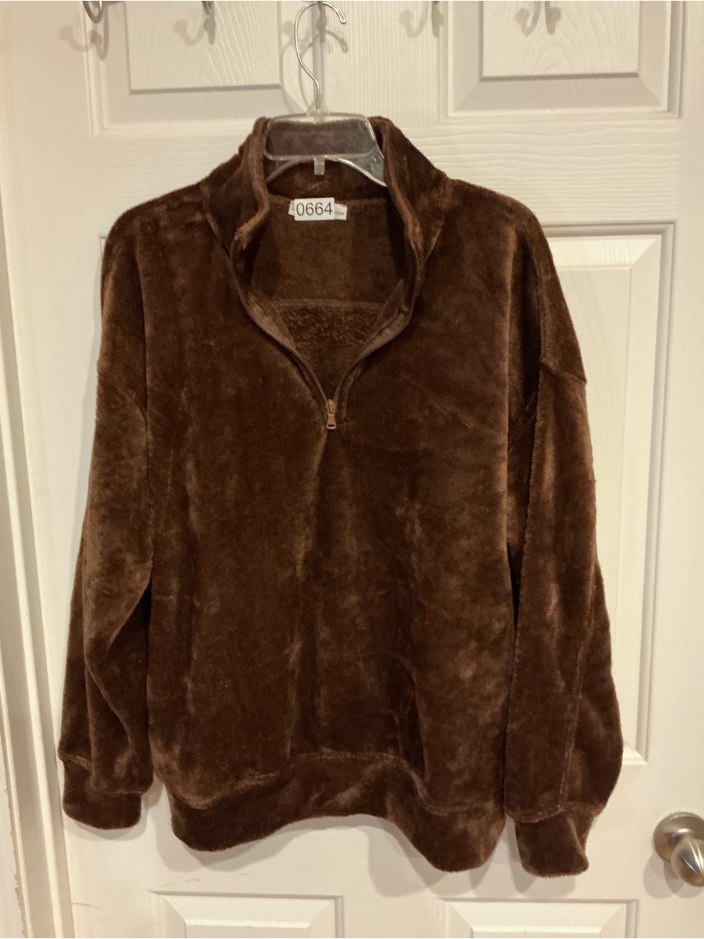 Zenana Outfitters Brown Plush Quarter-Zip Pullover